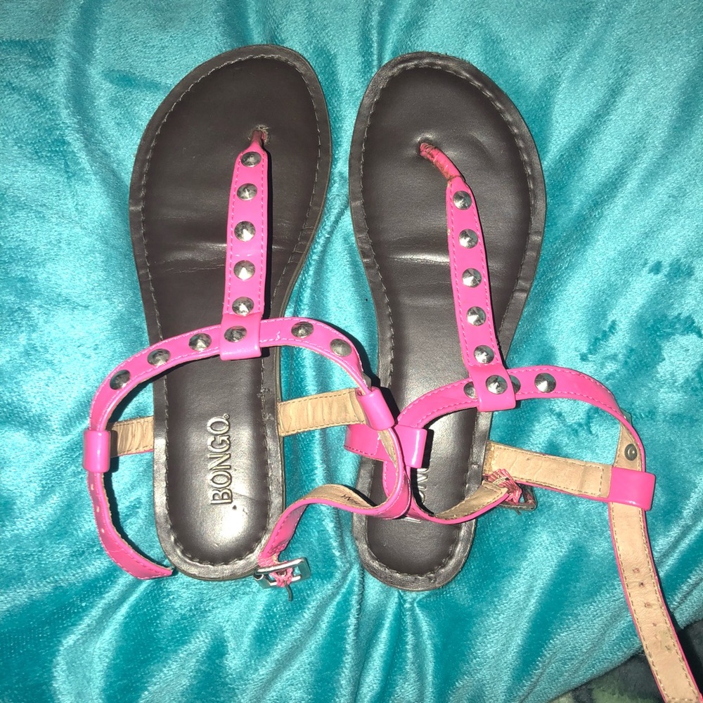 Pink & brown sandals.